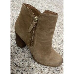 Aldo Light Brown Leather SuedeZip High Heel Ankle Boots Bootie Womens Size 6.5
